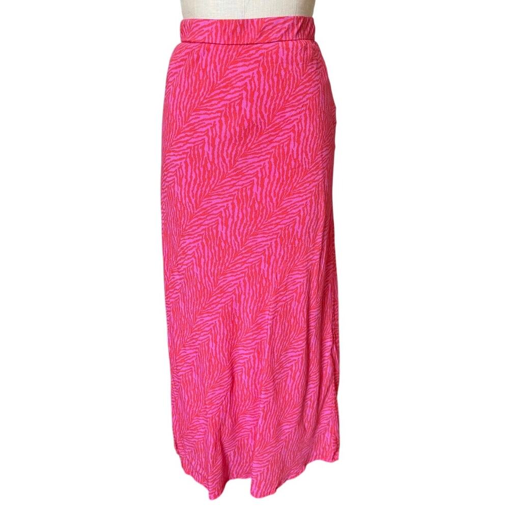 Charlie Holiday A-Line Maxi Skirt in Pink Red Zebra Print Size 10
